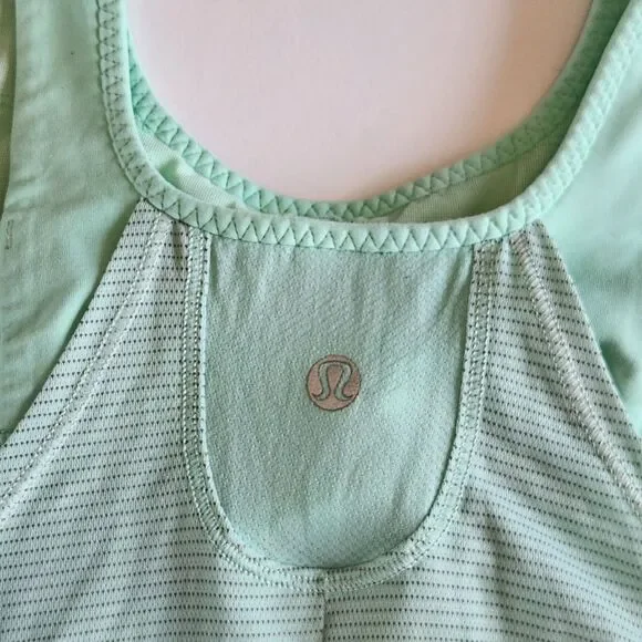 LULULEMON Mint Green Stripe Sports Bra with Tank Top Size 4 - Picture 6 of 6